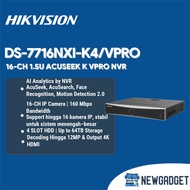 HIKVISION DS-7716NXI-K4/VPRO 16-CH 1.5U ACUSEEK K VPRO NVR UP TO 12MP 4 HDD SLOTS