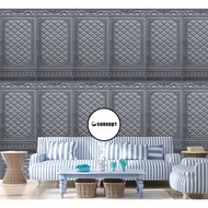 CX Wallpaper 3D Foam Sticker Batik Motif Door Window Grey WallPaper Sticker Foam