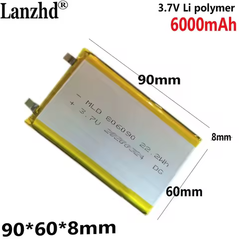 3.7V polymer lithium battery 6000MAH 806090 For Power bank battery mobile power storage device LED l