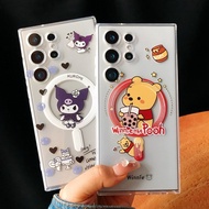 Cute Winnie the Pooh Kuromi Magnetic Phone Case For Samsung S25 Ultra Edge S21 S22 S23 S24 Ultra Not