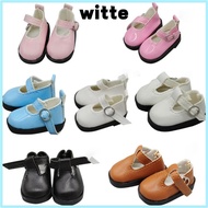 WITTE Doll Shoes, Leather 4.7cm X 2.5cm Toy Shoes, Mini Flat Bottomed Bottomed Glossy DIY Leather Sh