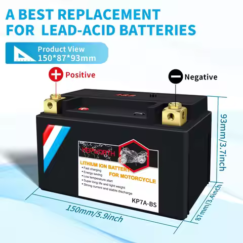 7A-BS Lithium Motorcycle Battery 12V 4Ah 260CCA Replacement Powersport Battery Built in BMS Replace 