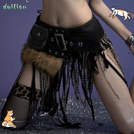 DUILIAN Faux Fur Splicing Belts, Trendy Design Gyaru Mini Bag Belt, Retro Y2K Chic Plush Waist Belt 