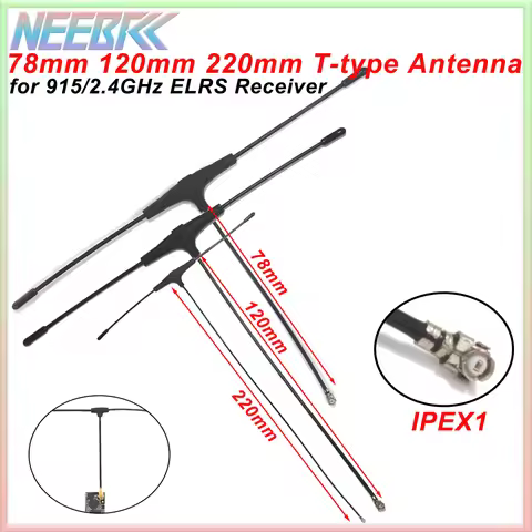 915MHz 2.4G T-type ELRS Antenna 78/120/220mm IPEX 1 IPEX1 for FPV Drone TBS CROSSFIRE FRSKY R9mm R9M