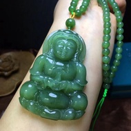 秒殺價 收藏級天然和田碧玉觀音吊墜 搭配擋配碧玉6公釐108顆珠鏈