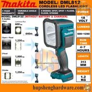 Makita DML812 Cordless LED Flash Light Lumens 1250 Battery 18V RUN TIME 4~7HOURS DML812 DML812Z