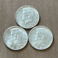 美國1964年半圓銀幣3枚