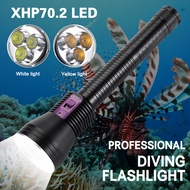 Professional diving flashlight A37 P70 LED 8000 lumen magnetic switch white light yellow light torch