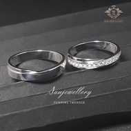 SAN950 White Gold Couple Wedding Rings – Wedding, Engagement & Custom Pair | Model C103