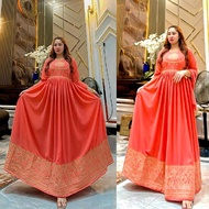 Hindi Pikari Women's Gamis – Ceruty, Chest Embroidery, 7/8 Sleeves, Free Shawl