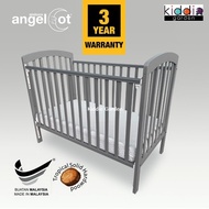 Seni Daya Angelcot Solid Wood Baby Cot (60 x120cm) 24" x 48" Baby Cot with Wheel FREE Fitted Sheet C