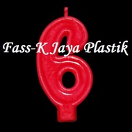 MERAH LILIN Red Number 6 Birthday Candle / Birthday Candle