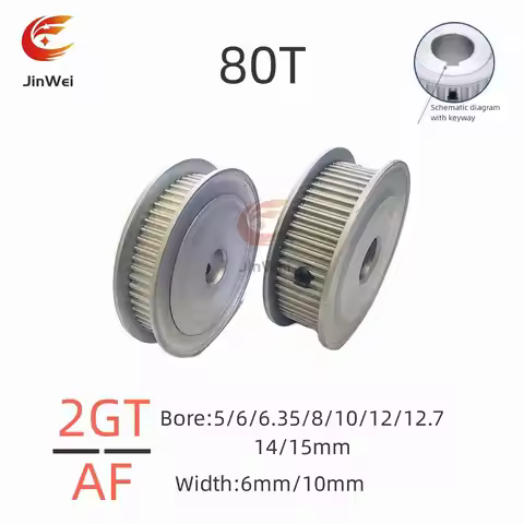 GT2/2GT Number of Teeth 80T Timing Pulley Bore 4/5/6/6.35/8/10/12/12.7/14/15mm For Belt Width: 6mm/1