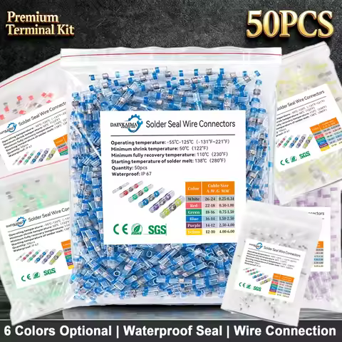 Solder Ring Seal Wire Heat Shrink Butt Connectors Waterproof Insulated Electrical Terminals ,30-1000