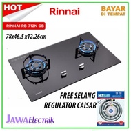 Kompor Gas RINNAI RB 712NGB/Rinnai Tanam 2 Tungku + CAISAR Selang Gas