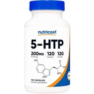 Nutricost 5-HTP 200mg - Oral Tablets Help Reduce stress &amp; stress, Balance Mood And Help Sleep Well 120 Tablets