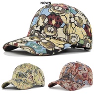 WUXIA Cute Bear Baseball Cap, Cartoon Bear Print Unisex-Teens Caps, Fashion Cotton Little Bear Print