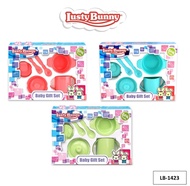 AQ0701 Lusty Bunny Feeding Set Paket Perlengkapan Alat Makan Bayi Isi 6 Pcs Warna Permen (LB1423)