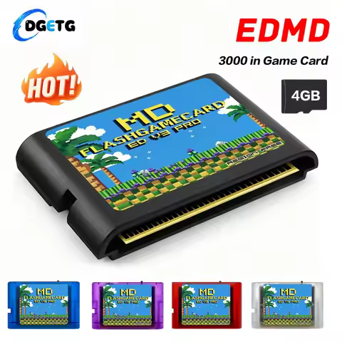 MD V3 Pro Flash Game Card for Mega Drive 3000 in 1 Retro Game Cartridge, Region Free, Support TF Car