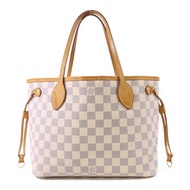 LOUIS VUITTON Damier Azur Neverfull PM金扣手挽袋
