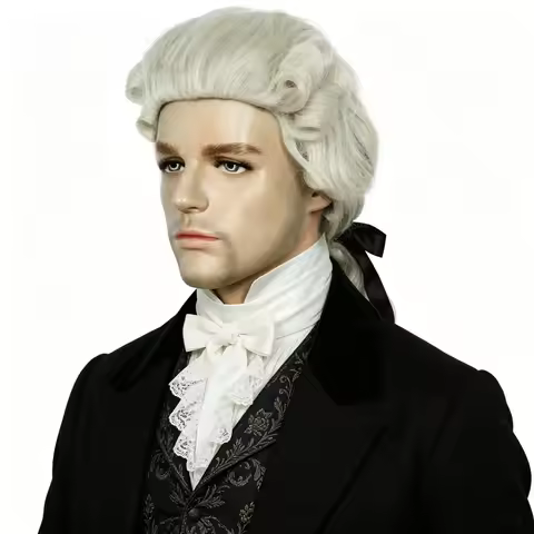 Synthetic Blonde Vintage Noble Curly Wig, Men Colonial Wig Adult Judge Wig Men for Lawyer Cosplay Wi