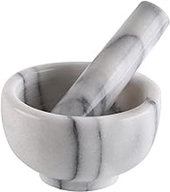 Greenco Marble Mortar and Pestle, 3.75", White/Gray