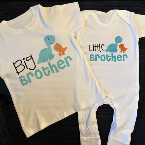 Big Brother/Little Brother Matching Sibling Kids T-shirt and Baby Grow Baby Shower Gifts Baby Coming