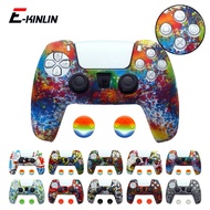 Gamepad Console Watercolor Silicone Protect Case Housing Shell Controller Joystick Cap Thumbstick Compatible For Sony Playstation 5 PS5