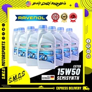 RAVENOL 15W50 Motobike 4T Semi Synthetic Ester 1L Minyak Hitam Motorcycle/机油/Motorbike Engine Oil 10