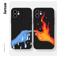 JURSUE Soft Silicone Matching Couple Set Cartoon Anime Aesthetic Shockproof Phone Case Compatible fo