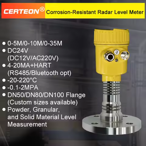 80GHz Radar Level Transmitter DN50 DN80 DN100 High-Frequency Liquid Solid Level Sensor High-Temperat