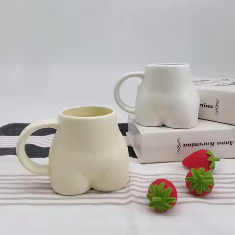 Creative Fun Ass Ceramic Coffee Cup Cute Breakfast Milk Cup Abstract Alien Human Body Mug Office Liv