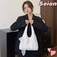 SEION Floral Print Lace Handbag, Versatile Canvas Korean Style Tote Bag, YK2 Lightweight With Silk S