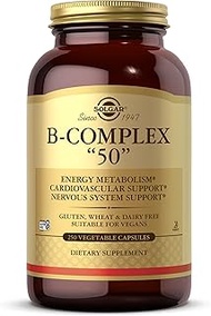Solgar B-Complex “50”, 250 Vegetable Capsules - Energy Metabolism, Cardiovascular Support, Nervous S
