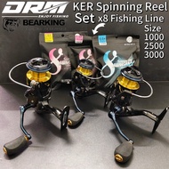 「DRM」ComboSet Reel+x8 Tali 24 New Bearking 5.2:1 KER Spinning1000/2500/3000 3+1 Bearking MaxDrag 10k