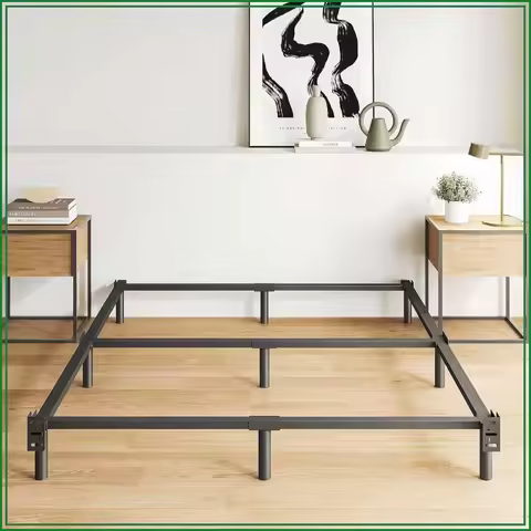 King Size Bed Frame, 7 Inch Metal Platform, 9-Leg Support, Heavy Duty, Noise-Free, Easy Assembly, Bl