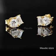 You and Me Diamond Real Moissanite Earrings 2ct Emerald Heart Cut Ins Hot Popular Thick Platinum Hig