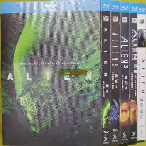 Blu-ray Disc Set for Alien 1-5 Sci-Fi Horror Movies with Chinese and English Audio 7-Disc Collector’