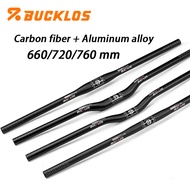 BUCKLOS Flat Riser Handlebar Carbon Fiber Bicycle Handlebar 660/720/760mm MTB Handle Bar 25.3/31.8mm