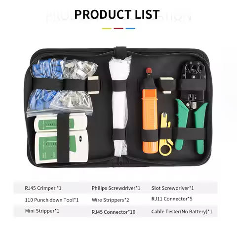 RJ45 Crimping Tool Kit 8P6P4P Shielded Cat5 Plugs Network Tester Punch Down Tool Coupler Splitter Ca
