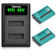 NP-BX1 NP BX1 Battery 2 Pack and Hisewen Dual LED Battery Charger Kit for Sony NP-BX1/M8, ZV-1, ZV-1