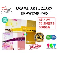 UKAMI ( A4 / A3 ) Art Diary Drawing Pad 300gsm 15 Sheets