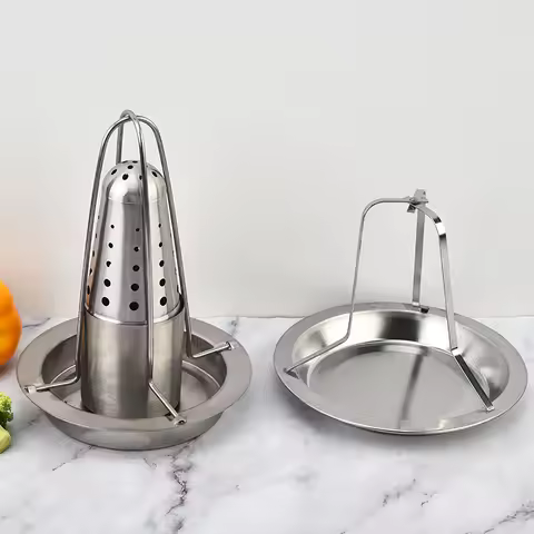 Stainless Steel Chicken Rack Outdoor BBQ Grill Household Removable Roast Chicken Tray Bbq Accessorie