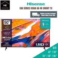 HISENSE 43" 50" 55" 58" 65" INCH VIDAA 4K UHD SMART TV E6K Series 43E6K 50E6K 55E6K 58E6K 65E6K Tele
