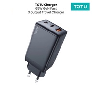 Totu 65W Adapter Travel Charger GaN Fast Charger Dual Type C+USB Fast Charger