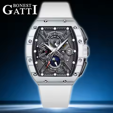 BONEST GATTI BG9007 Automatic Mechanical Watches for Men Carbon Fiber Multi-Functional Fashionable W