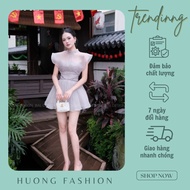 Huong fashion stone-stitched silk dress