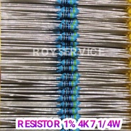 100pcs Resistor 4K7 1/4w 1% / R4K7 1/2W 1%