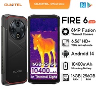 OUKITEL Doogee Fire 6 Android 14 16GB+256GB 6.56" 90Hz Screen Ultra-Slim Mobile 10400mAh 50MP+8MP(Th