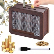 2 Pieces Set: 1 Marker Pen & 1 Wooden 3000 Euro Numbered Counter Money Saving Box, Default 3000€, Li